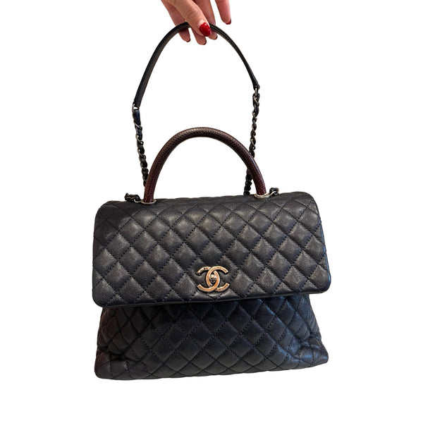 CHANEL Caviar Leather Shopping Tote Tote Black Silver Hardware Ch2290