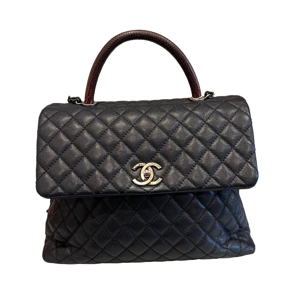 CHANEL Caviar Leather Shopping Tote Tote Black Silver Hardware Ch2290