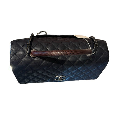 CHANEL Caviar Leather Shopping Tote Tote Black Silver Hardware Ch2290