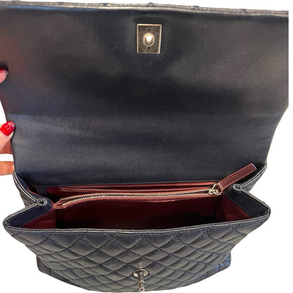 CHANEL Caviar Leather Shopping Tote Tote Black Silver Hardware Ch2290