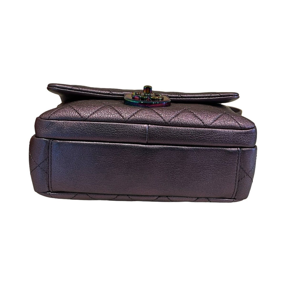 CHANEL Caviar Leather Classic Flap Shoulder Bag Iridescent Metallic Purple Iridescent Hardware Ch2291