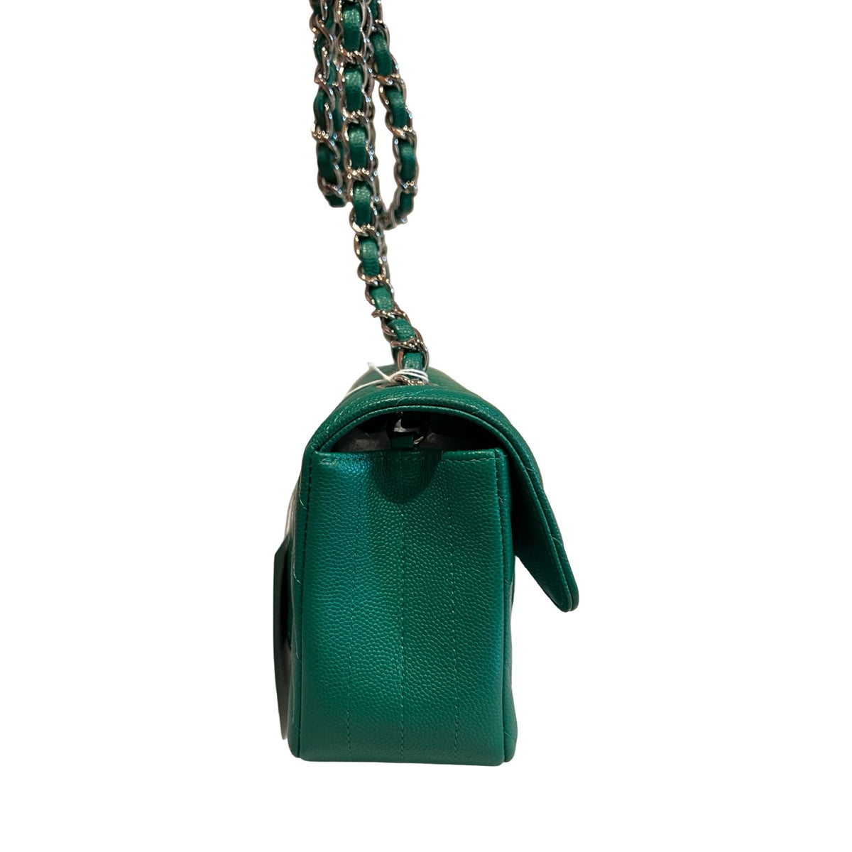 CHANEL Caviar Classic Flap Shoulder Bag Green Silver Hardware Ch2292
