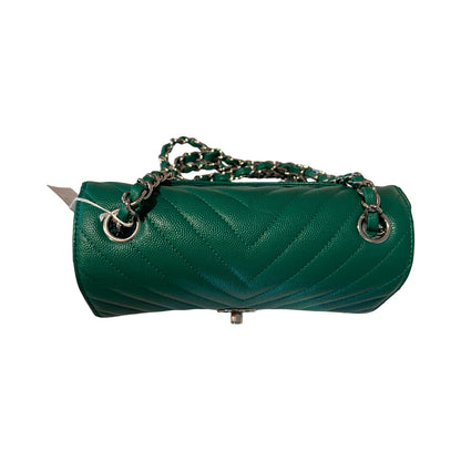 CHANEL Caviar Classic Flap Shoulder Bag Green Silver Hardware Ch2292