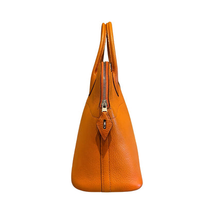 HERMÈS Clemence Bolide Handbag Orange Silver Hardware He487
