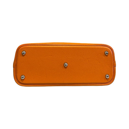 HERMÈS Clemence Bolide Handbag Orange Silver Hardware He487