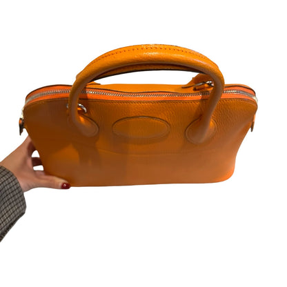 HERMÈS Clemence Bolide Handbag Orange Silver Hardware He487