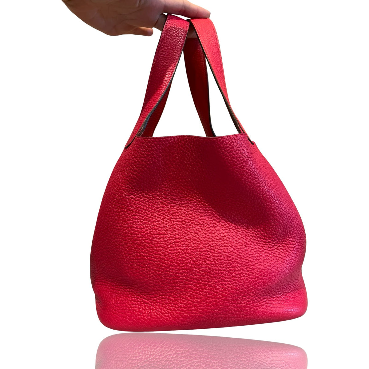 HERMÈS Clemence Picotin Lock Tote Pink Silver Hardware He488
