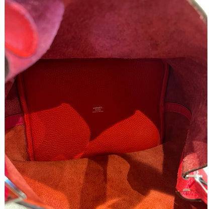 HERMÈS Clemence Picotin Lock Tote Pink Silver Hardware He488