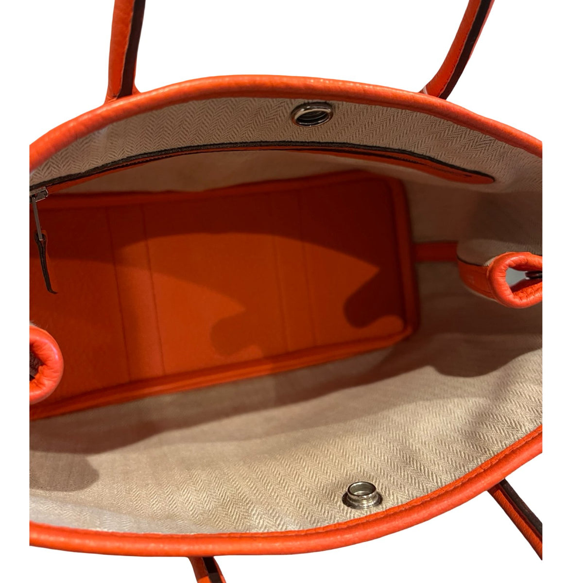 HERMÈS Negonda Garden Party Tote Orange Silver Hardware He489