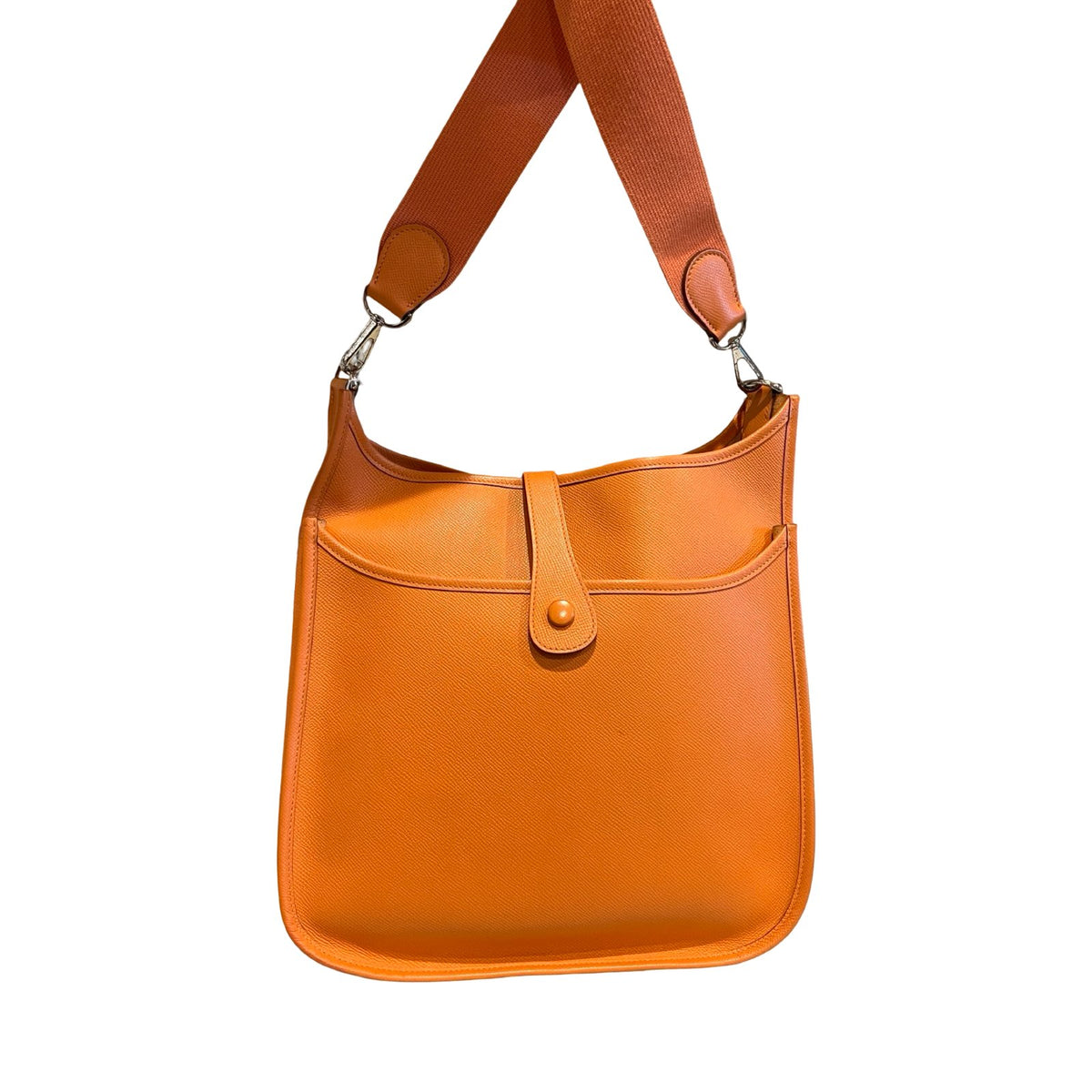 HERMES Maurice Evelyne III Shoulder Bag Orange Palladium Hardware He492