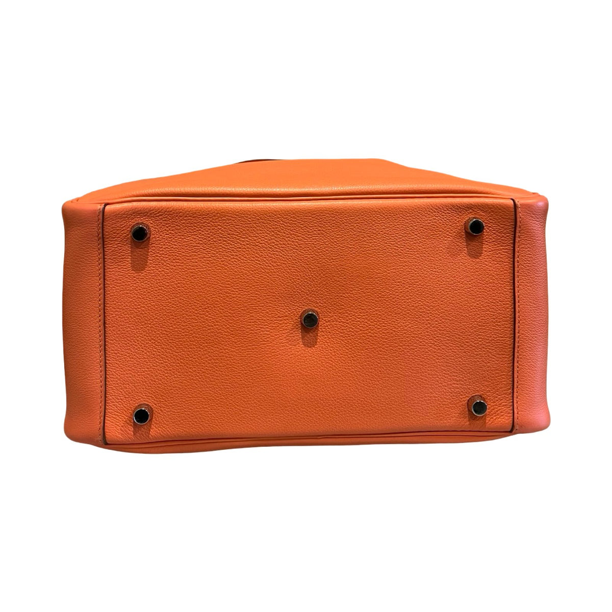 HERMES Clemence Lindy Handbag Orange Silver Hardware He494