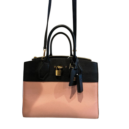 LOUIS Taurillon Leather Maremmene Tote Black and Pink Gold Hardware Lo2382