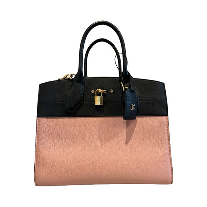 LOUIS Taurillon Leather Maremmene Tote Black and Pink Gold Hardware Lo2382