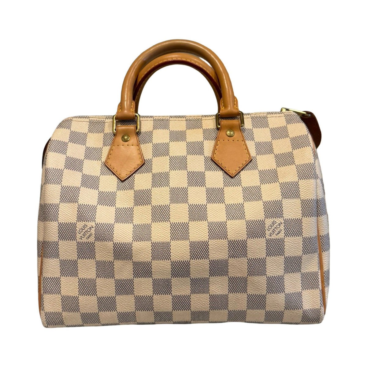 Louis Vuitton Damier Azur Speedy 25 Handbag White, Beige Gold Hardware Lo2383