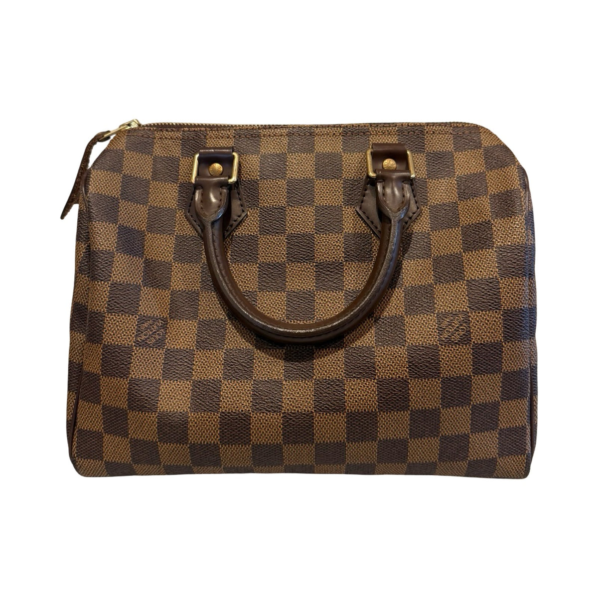 Louis Vuitton Damier Ebene Speedy 25 Handbag Brown Gold Hardware Lo2384