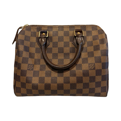 Louis Vuitton Damier Ebene Speedy 25 Handbag Brown Gold Hardware Lo2384