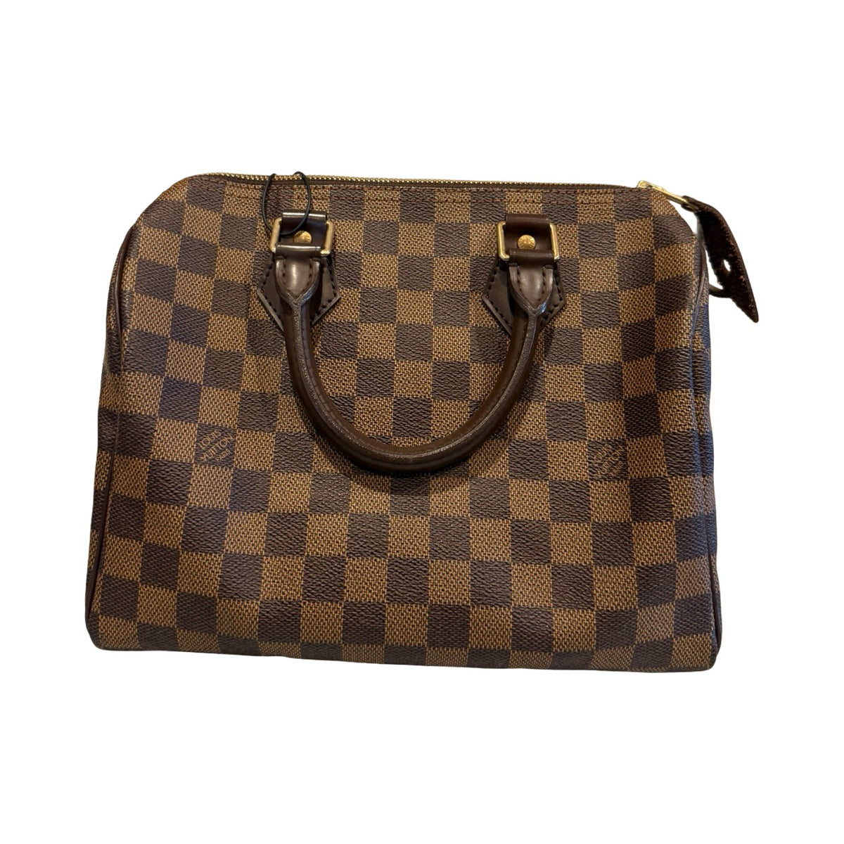 Louis Vuitton Damier Ebene Speedy 25 Handbag Brown Gold Hardware Lo2384