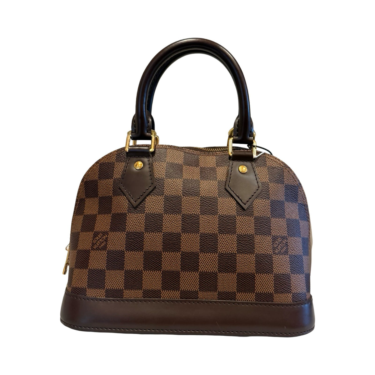 Louis Vuitton Damier Ebene Alma BB Handbag Brown Gold Hardware Lo2385