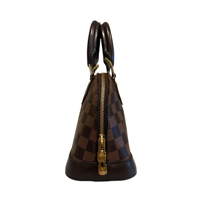 Louis Vuitton Damier Ebene Alma BB Handbag Brown Gold Hardware Lo2385