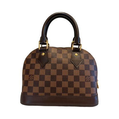 Louis Vuitton Damier Ebene Alma BB Handbag Brown Gold Hardware Lo2385