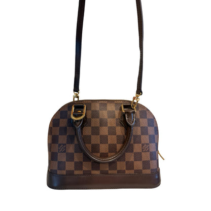 Louis Vuitton Damier Ebene Alma BB Handbag Brown Gold Hardware Lo2385