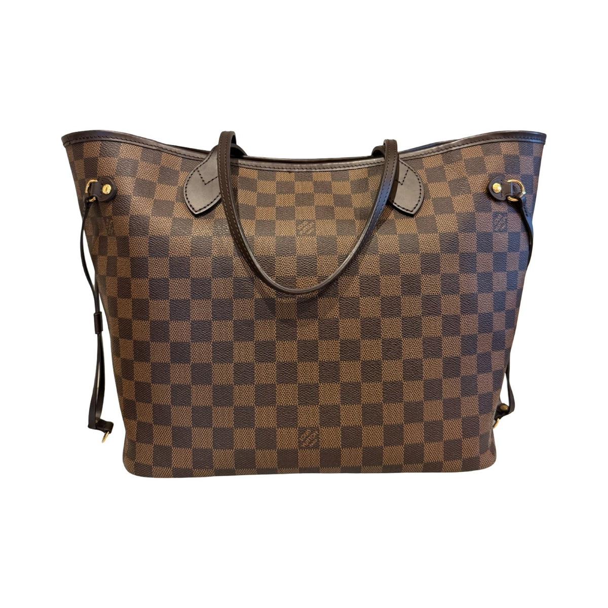 Louis Vuitton Damier Ebene Neverfull Tote Brown, Red Gold Hardware Lo2386