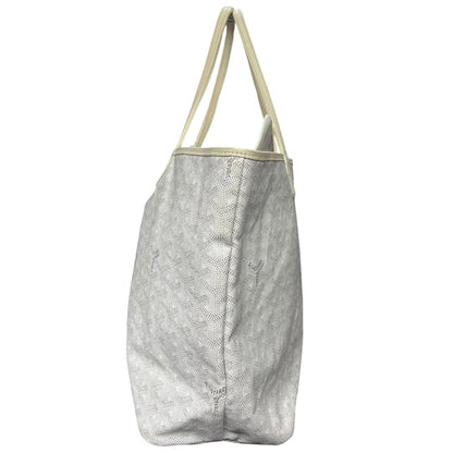 GOYARD Goyardine Canvas St. Louis GM Tote Bag White and Light Beige Silver Hardware GO30