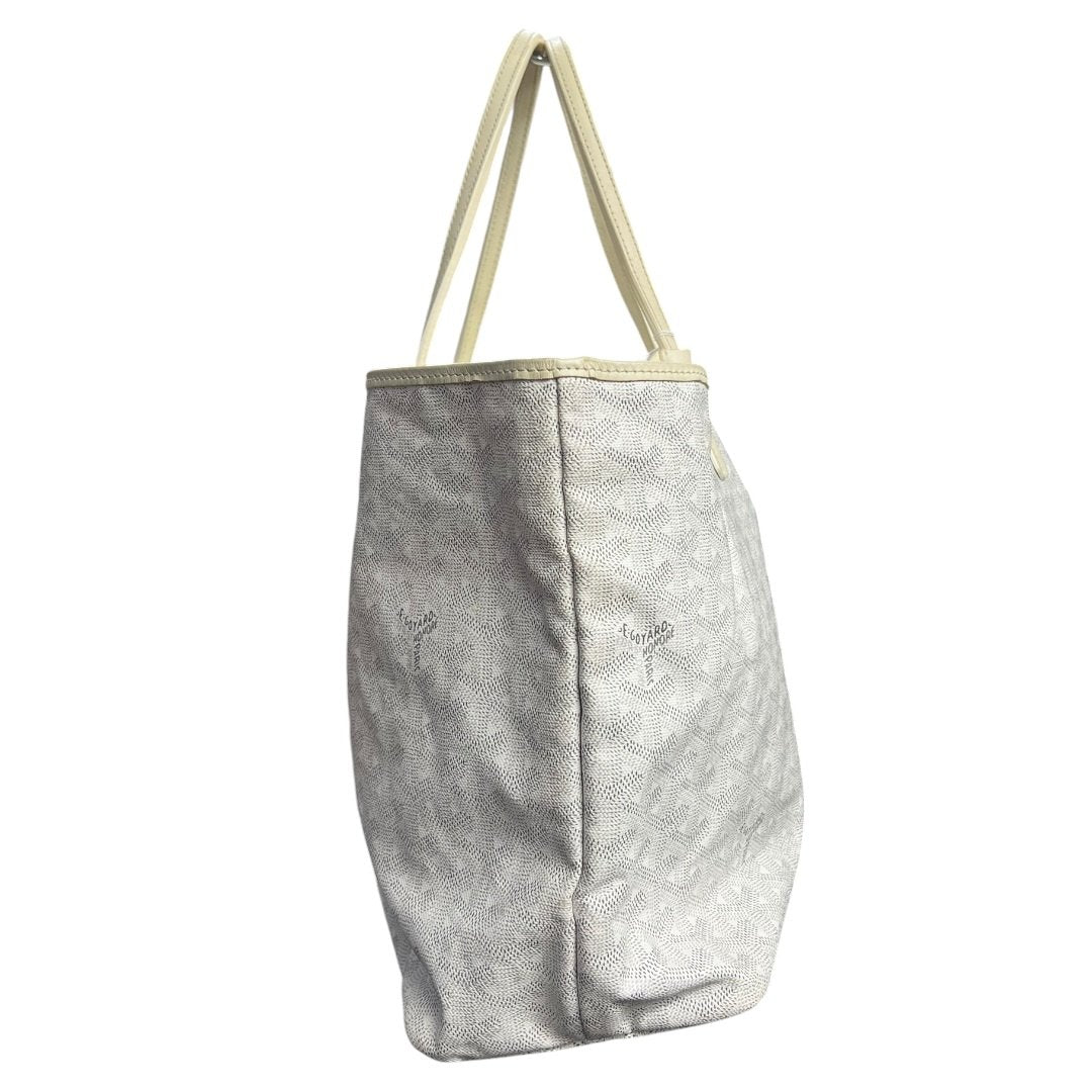 GOYARD Goyardine Canvas St. Louis GM Tote Bag White and Light Beige Silver Hardware GO30