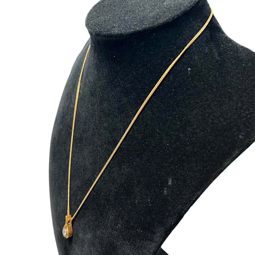 UNBRANDED Accessory 18K Yellow Gold Necklace Gold, Clear Gold Hardware je55