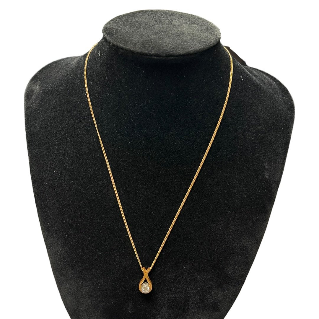 UNBRANDED Accessory 18K Yellow Gold Necklace Gold, Clear Gold Hardware je55