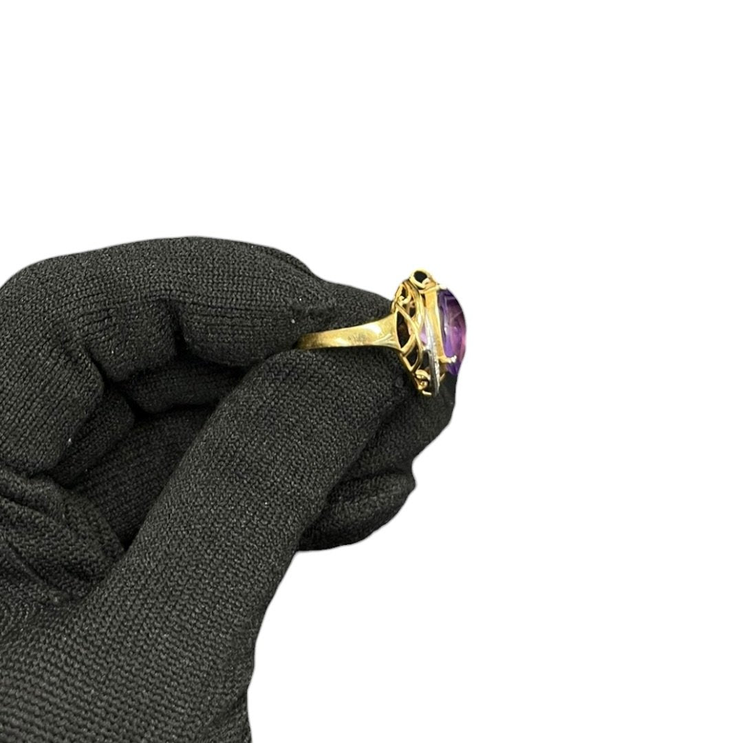 UNBRANDED Accessory 18K Gold, Amethyst, Diamonds Ring Purple, Gold, White je37