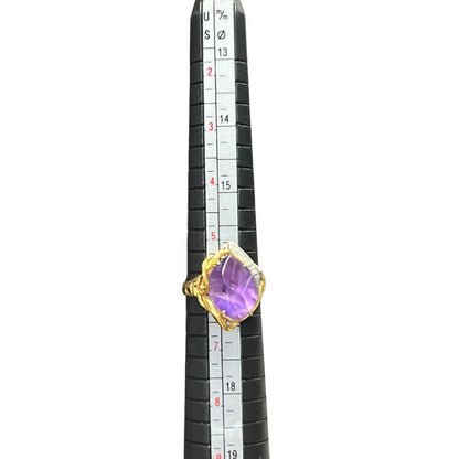 UNBRANDED Accessory 18K Gold, Amethyst, Diamonds Ring Purple, Gold, White je37