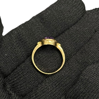UNBRANDED Accessory 18K Gold, Amethyst Ring Gold, Purple, Clear Yellow Gold Tone je45