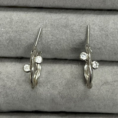 UNBRANDED Accessory 14K White Gold Hoop Earrings Silver White Gold Hardware je35