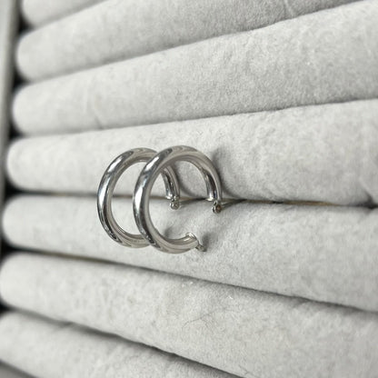 UNBRANDED Accessory White Gold Hoop Earrings Silver Silver Hardware je34