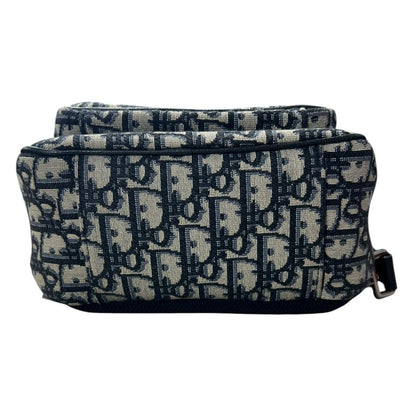CHRISTIAN DIOR Oblique Canvas Rider Sling Backpack Sling Bag Blue, Beige, Black Silver Hardware Ch2207