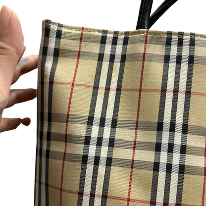 BURBERRY Nova Check Nova Check Tote Bag Tote Beige, Black, Red, White Silver Hardware BU990