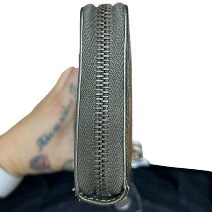 GUCCI GG Monogram Canvas GG Monogram Zip Around Wallet Wallet Metallic Grey Silver Hardware GU558