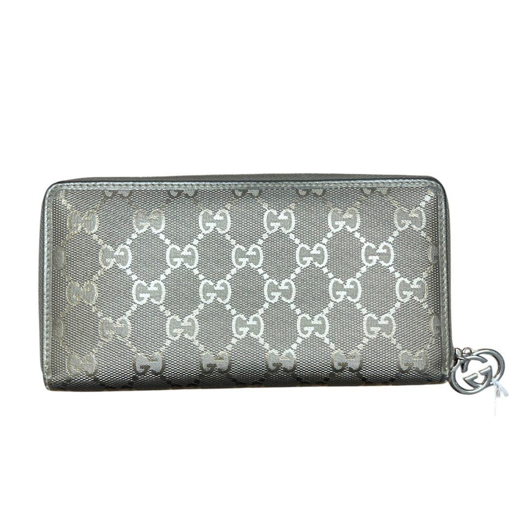 GUCCI GG Monogram Canvas GG Monogram Zip Around Wallet Wallet Metallic Grey Silver Hardware GU558