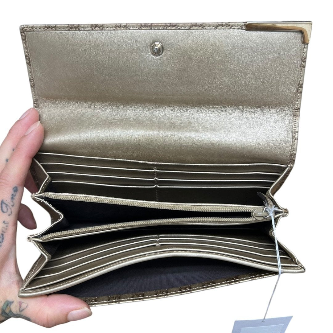 GUCCI GG Imprime GG Imprime Continental Wallet Wallet Metallic Gold Gold Hardware GU557