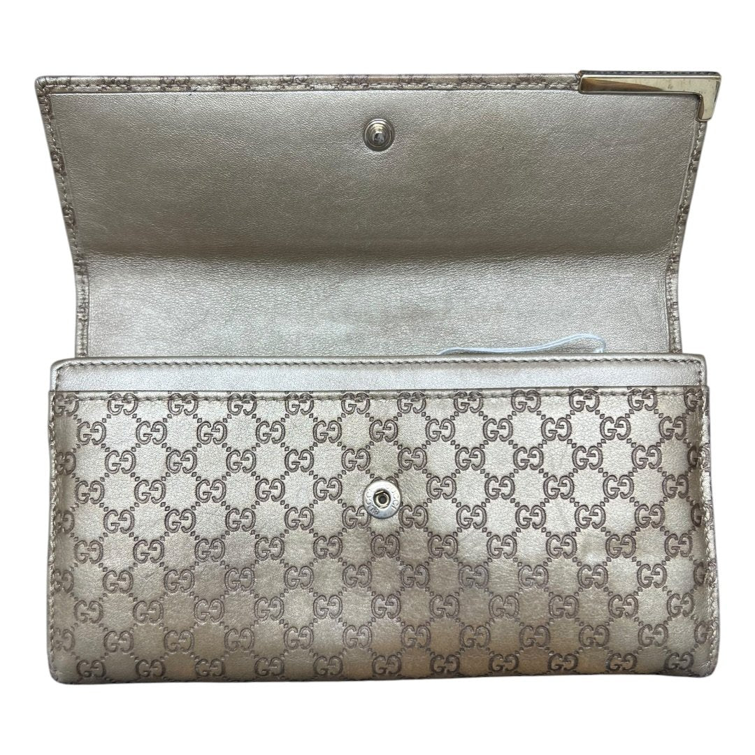 GUCCI GG Imprime GG Imprime Continental Wallet Wallet Metallic Gold Gold Hardware GU557