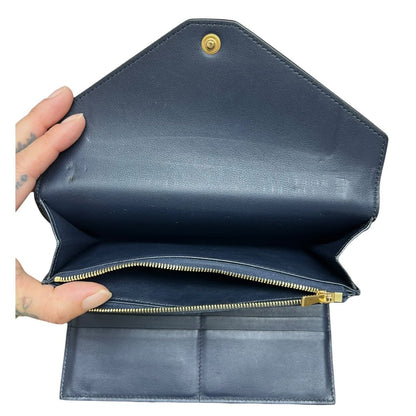 CELINE Leather Large Multifunction Wallet Wallet Tri-color (Dark Blue, Medium Blue, Light Blue) Gold Hardware ce254