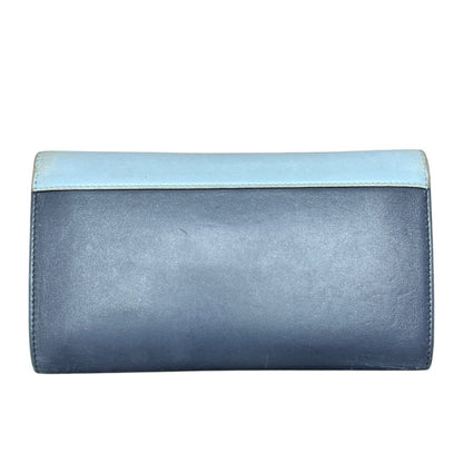 CELINE Leather Large Multifunction Wallet Wallet Tri-color (Dark Blue, Medium Blue, Light Blue) Gold Hardware ce254