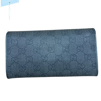 GUCCI GG Denim GG Denim Long Wallet Wallet Black Silver Hardware GU687
