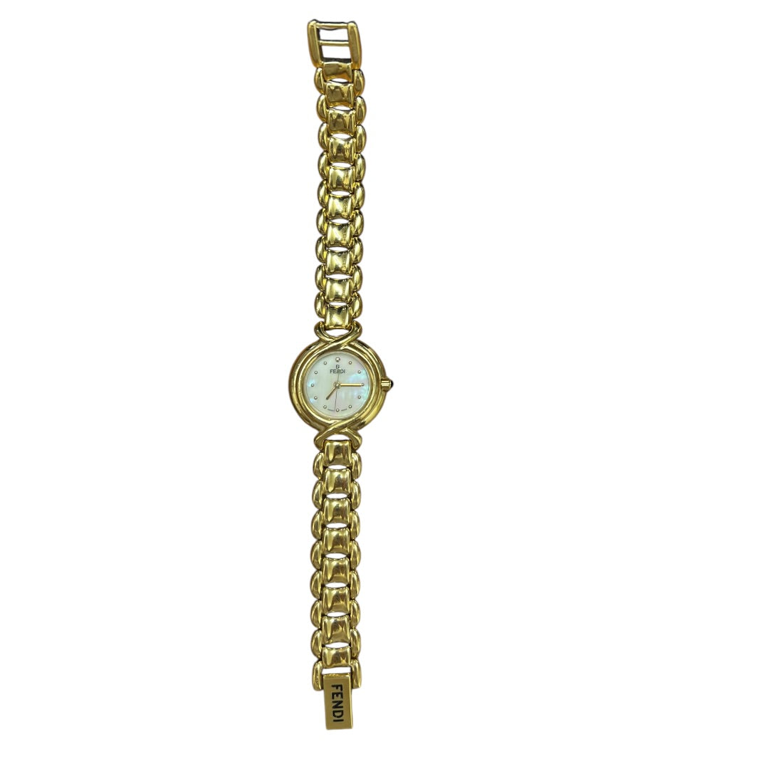 FENDI Gold-tone Metal, MOP Orologi Watch Gold, Mother-of-pearl Gold Hardware FE275
