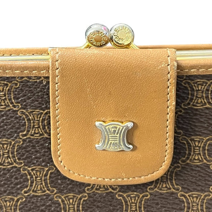 CELINE Macadam Canvas, Leather Macadam Triomphe Bi-fold Long Wallet Wallet Brown, Tan Gold Hardware Ce255