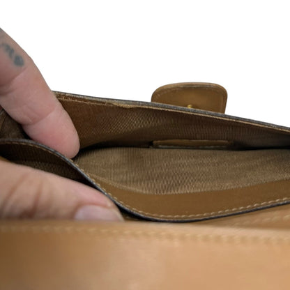 CELINE Macadam Canvas, Leather Macadam Triomphe Bi-fold Long Wallet Wallet Brown, Tan Gold Hardware Ce255