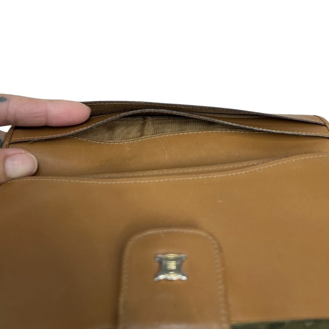 CELINE Macadam Canvas, Leather Macadam Triomphe Bi-fold Long Wallet Wallet Brown, Tan Gold Hardware Ce255