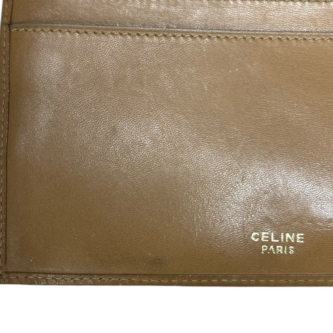 CELINE Macadam Canvas, Leather Macadam Triomphe Bi-fold Long Wallet Wallet Brown, Tan Gold Hardware Ce255
