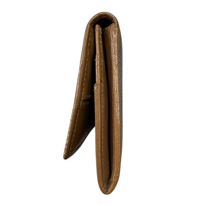 CELINE Macadam Canvas, Leather Macadam Tri-fold Long Wallet Wallet Brown, Tan Gold Hardware Ce253